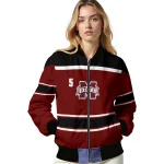customized mississippi state bulldogs stripe statement maroon black bomber jacket best selling