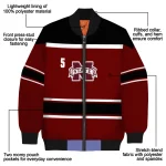 customized mississippi state bulldogs stripe statement maroon black bomber jacket best selling
