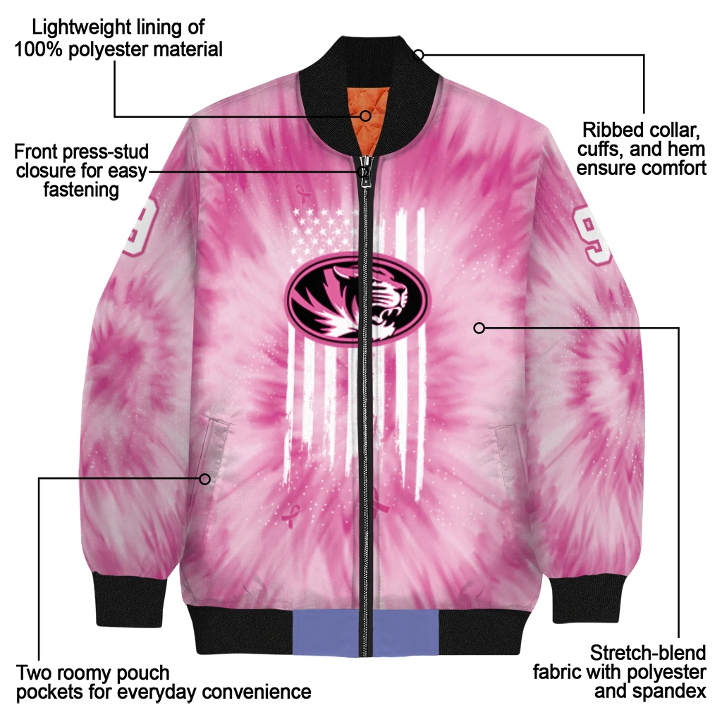 customized missouri tigers pink tie dye pink bomber jacket new arrival customized missouri tigers pink tie dye pink bomber jacket new arrival