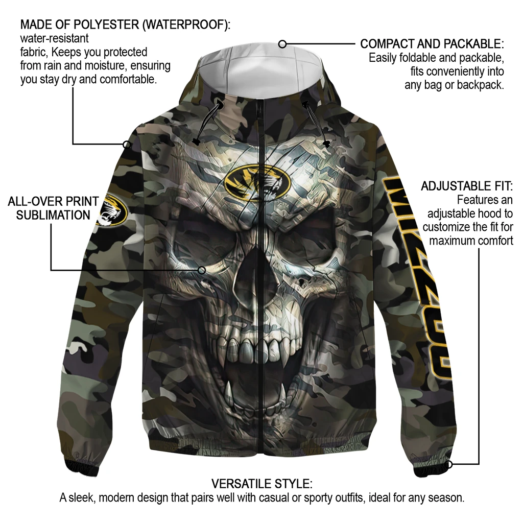 customized missouri tigers skull camo camouflage windbreaker jacket new arrival customized missouri tigers skull camo camouflage windbreaker jacket new arrival