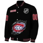 customized montreal canadiens claw cut black varsity jacket best selling