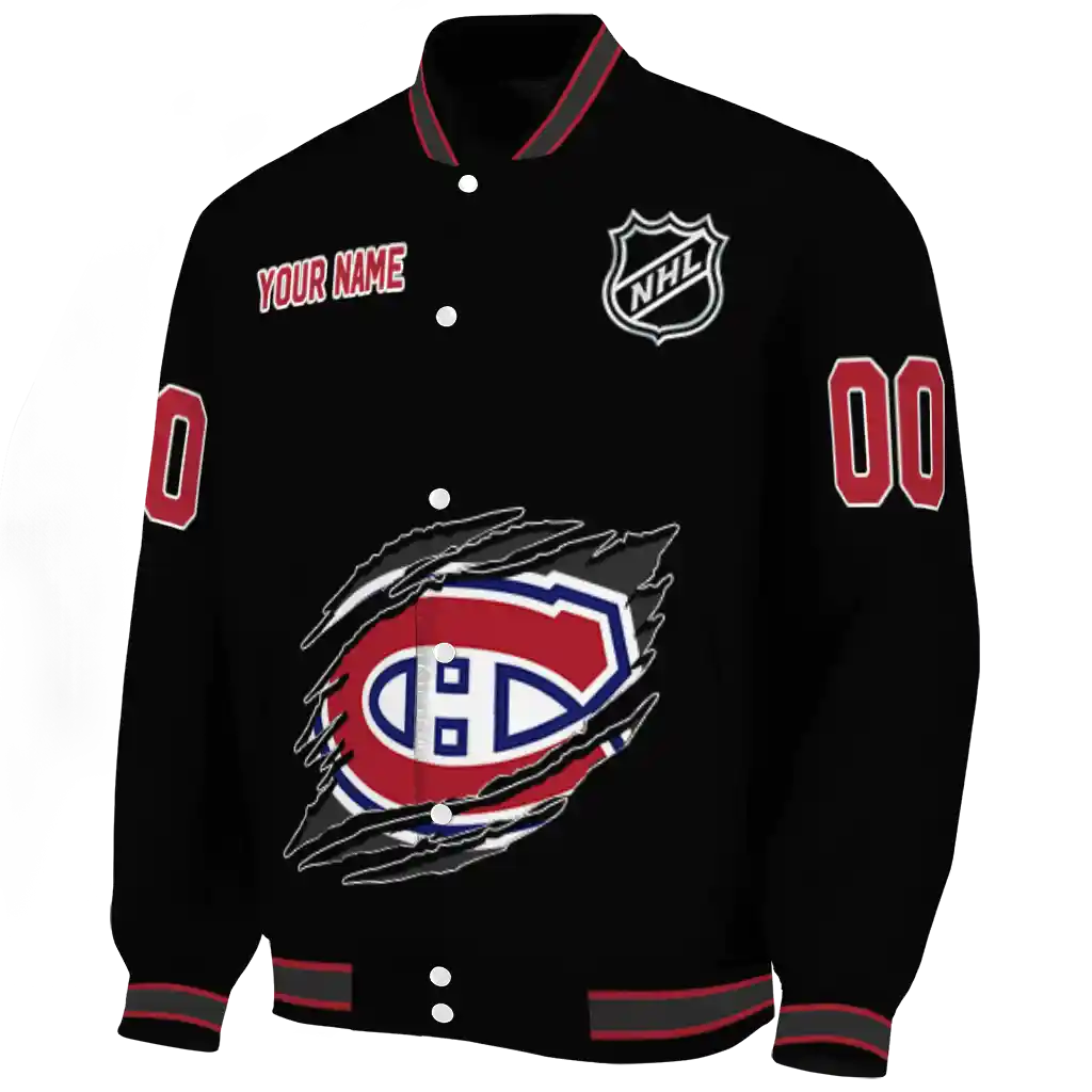 customized montreal canadiens claw cut black varsity jacket best selling customized montreal canadiens claw cut black varsity jacket best selling