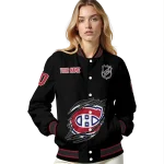 customized montreal canadiens claw cut black varsity jacket best selling