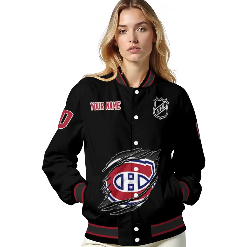 customized montreal canadiens claw cut black varsity jacket latest model customized montreal canadiens claw cut black varsity jacket latest model
