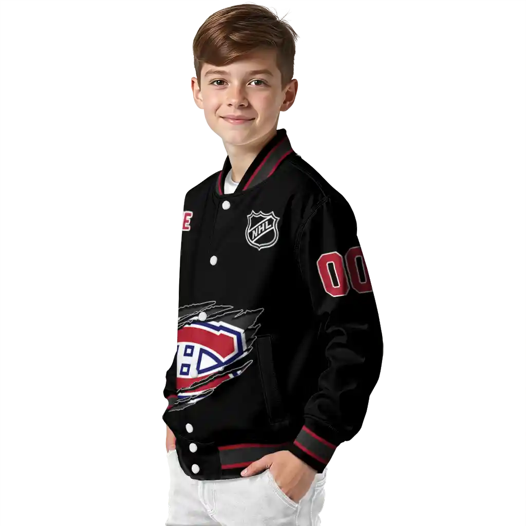 customized montreal canadiens claw cut black varsity jacket trendy customized montreal canadiens claw cut black varsity jacket trendy