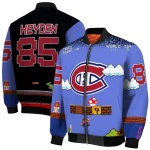 customized montreal canadiens mario blocks blue black bomber jacket best selling