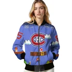 customized montreal canadiens mario blocks blue black bomber jacket best selling