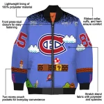 customized montreal canadiens mario blocks blue black bomber jacket best selling