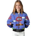customized montreal canadiens mario blocks blue black bomber jacket best selling