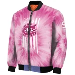 customized montreal canadiens pink tie dye pink bomber jacket best selling