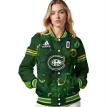 customized montreal canadiens shamrock vortex green varsity jacket best selling