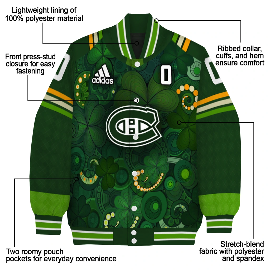 customized montreal canadiens shamrock vortex green varsity jacket new arrival customized montreal canadiens shamrock vortex green varsity jacket new arrival