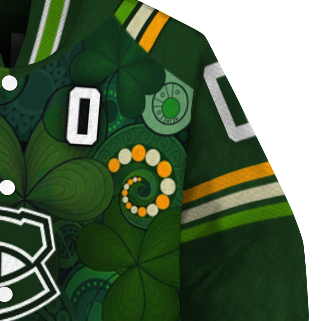 customized montreal canadiens shamrock vortex green varsity jacket premium grade customized montreal canadiens shamrock vortex green varsity jacket premium grade