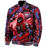 customized montreal canadiens skull horde red varsity jacket best selling