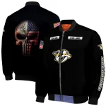 customized nashville predators american flag skull black bomber jacket best selling