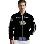 customized nashville predators american flag skull black bomber jacket best selling