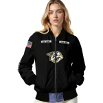 customized nashville predators american flag skull black bomber jacket best selling