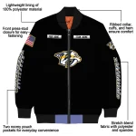 customized nashville predators american flag skull black bomber jacket best selling