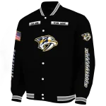 customized nashville predators american flag skull black varsity jacket best selling