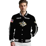 customized nashville predators american flag skull black varsity jacket best selling