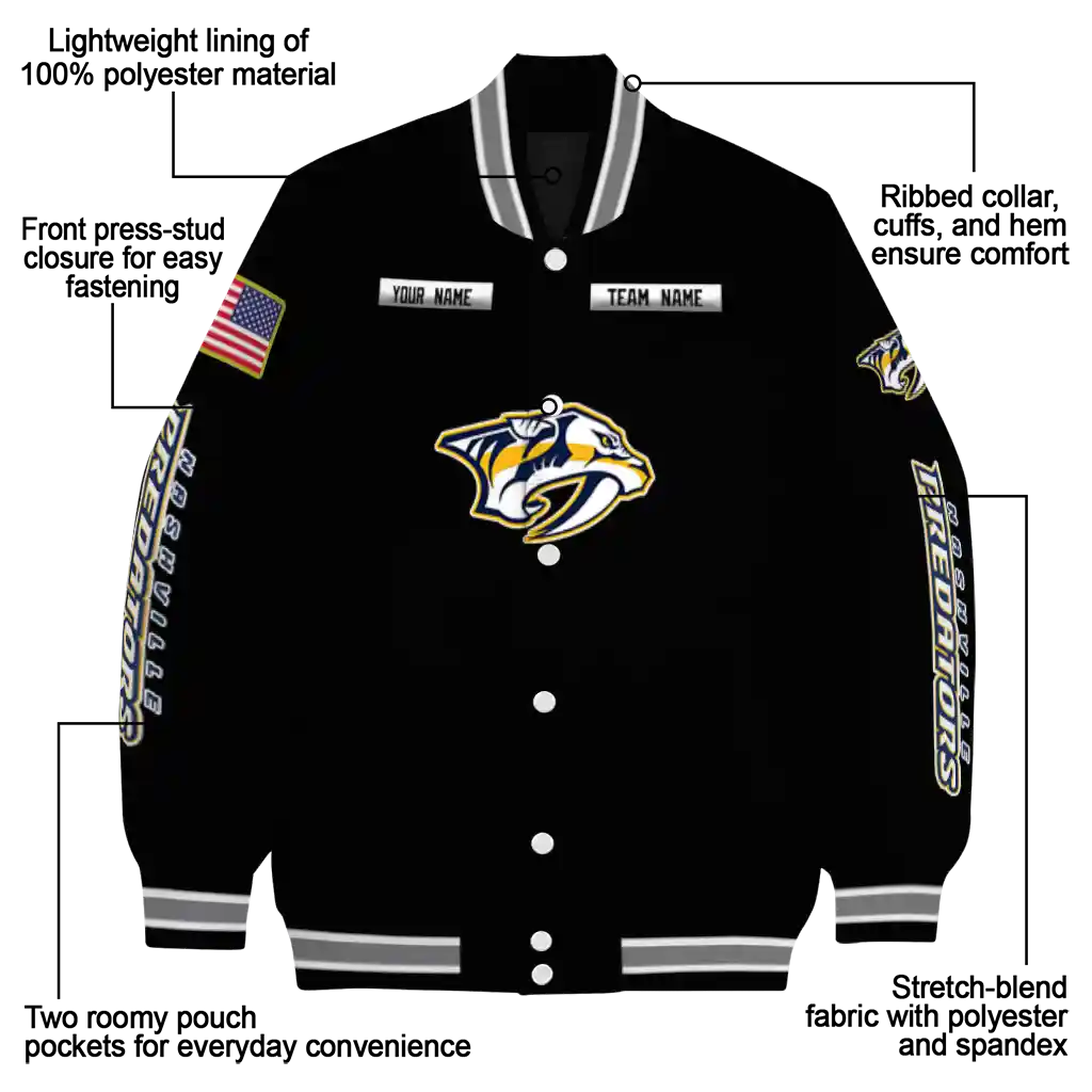 customized nashville predators american flag skull black varsity jacket new arrival customized nashville predators american flag skull black varsity jacket new arrival