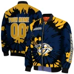 customized nashville predators burst splatter gold bomber jacket best selling