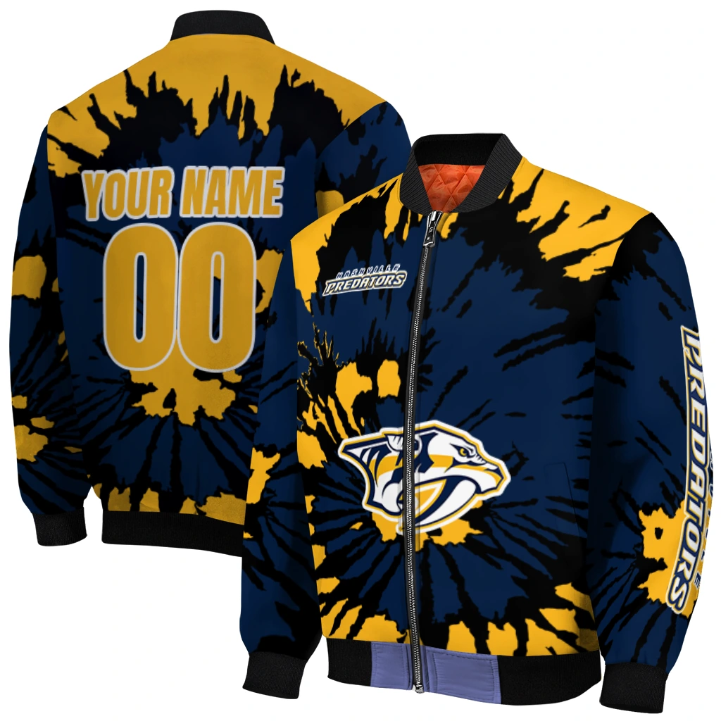 customized nashville predators burst splatter gold bomber jacket best selling customized nashville predators burst splatter gold bomber jacket best selling