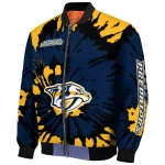 customized nashville predators burst splatter gold bomber jacket best selling