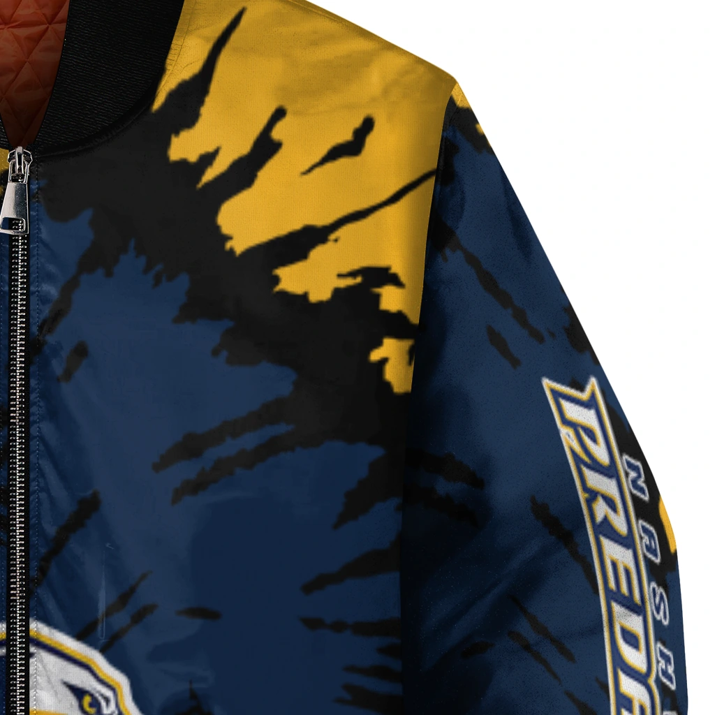 customized nashville predators burst splatter gold bomber jacket premium grade customized nashville predators burst splatter gold bomber jacket premium grade