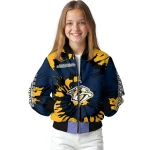 customized nashville predators burst splatter gold bomber jacket best selling