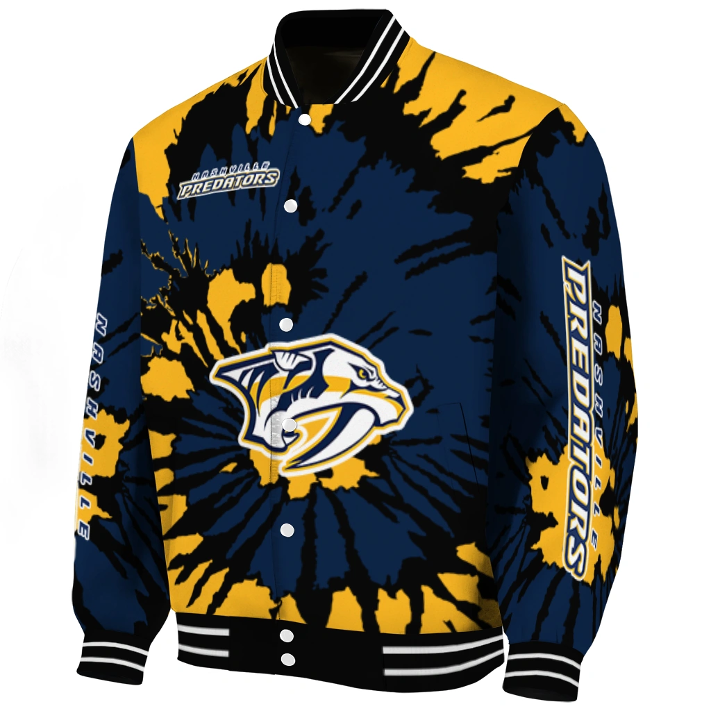 customized nashville predators burst splatter gold varsity jacket best selling customized nashville predators burst splatter gold varsity jacket best selling
