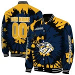customized nashville predators burst splatter gold varsity jacket best selling