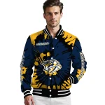 customized nashville predators burst splatter gold varsity jacket best selling