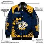 customized nashville predators burst splatter gold varsity jacket best selling