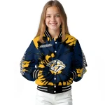 customized nashville predators burst splatter gold varsity jacket best selling