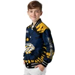 customized nashville predators burst splatter gold varsity jacket best selling