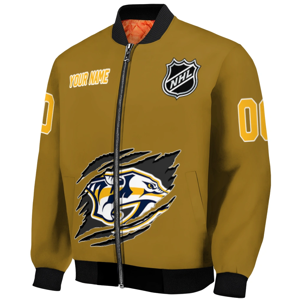 customized nashville predators claw rip gold bomber jacket fashion forward customized nashville predators claw rip gold bomber jacket fashion forward