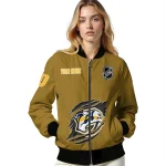 customized nashville predators claw rip gold bomber jacket best selling