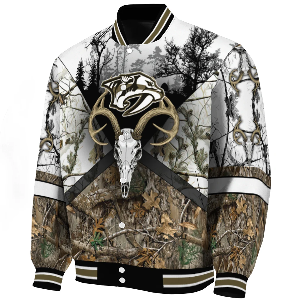 customized nashville predators deer skull camouflage white varsity jacket best selling customized nashville predators deer skull camouflage white varsity jacket best selling