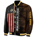 customized nashville predators flag wood brown varsity jacket best selling