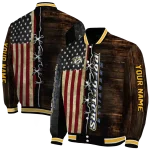 customized nashville predators flag wood brown varsity jacket best selling
