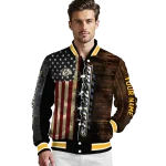 customized nashville predators flag wood brown varsity jacket best selling