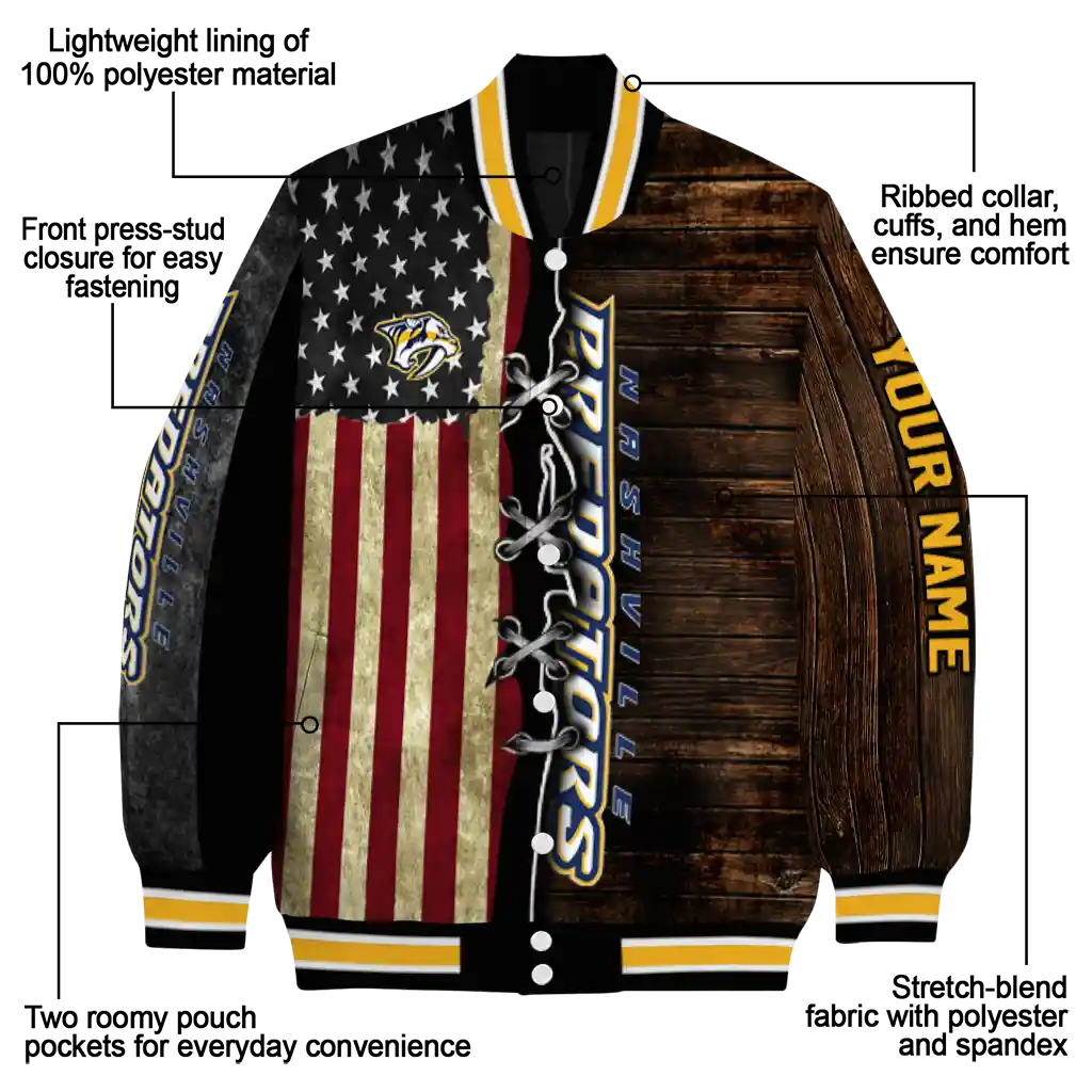 customized nashville predators flag wood brown varsity jacket new arrival customized nashville predators flag wood brown varsity jacket new arrival