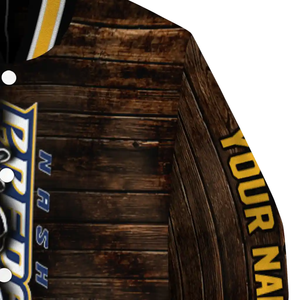 customized nashville predators flag wood brown varsity jacket premium grade customized nashville predators flag wood brown varsity jacket premium grade
