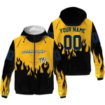 customized nashville predators flame trim gold black windbreaker jacket best selling