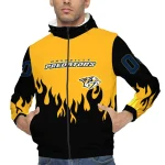 customized nashville predators flame trim gold black windbreaker jacket best selling