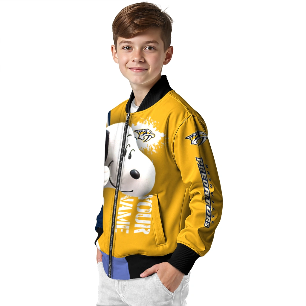 customized nashville predators snoopy head gold bomber jacket trendy customized nashville predators snoopy head gold bomber jacket trendy
