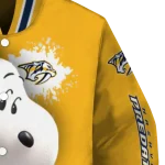 customized nashville predators snoopy head gold varsity jacket best selling