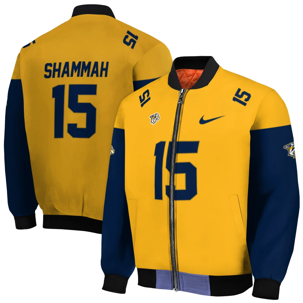 customized nashville predators team patch gold bomber jacket best selling customized nashville predators team patch gold bomber jacket best selling