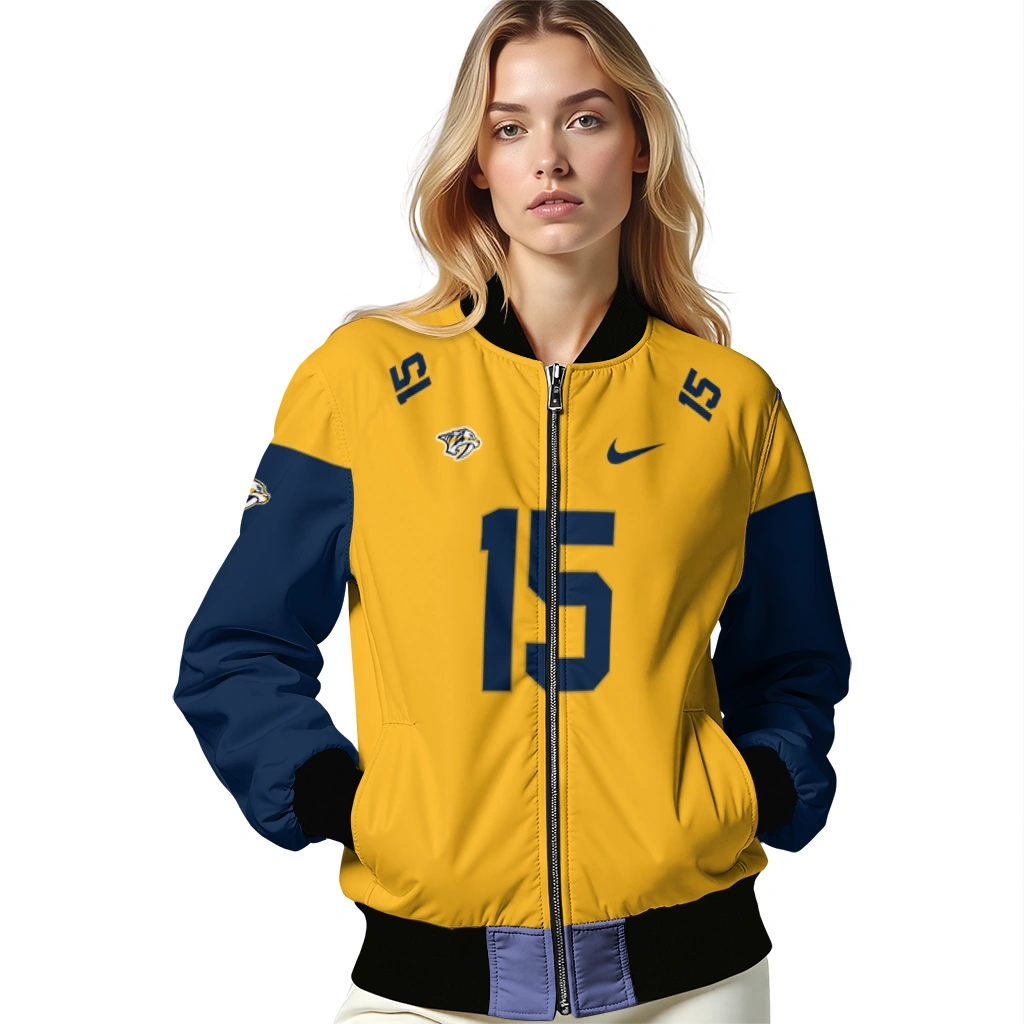 customized nashville predators team patch gold bomber jacket latest model customized nashville predators team patch gold bomber jacket latest model